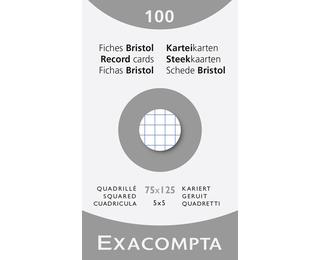 Pk 100 Exa Record Cards 75/125 Sq White 