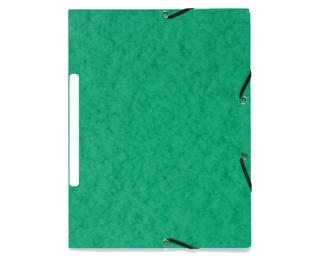 Sammelmappe mit Gummizug und 3 Klappen, Recyclingkarton marmoriert 355g/m2, A4 - Grün