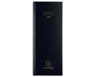 Agenda de bureau Long Euro et cents 13,5 x 32,1 cm Journalier Janvier à décembre 2026 - Noir