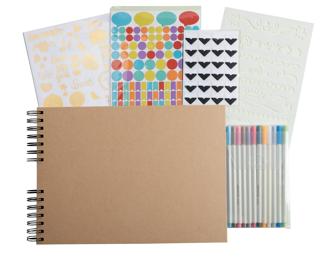 Kit de scrapbooking album 70 pages noires Scrap-Addict : Complet - Kraft brun