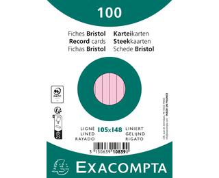 Paquet 100 fiches sous film - bristol ligné non perforé 105x148mm 