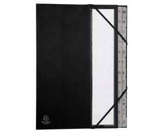 Multipart file Ordonator with expandable spine and stiff cover, 24 alphabetical tabs A to Z - Black