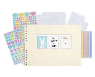 Kit Scrapbooking Album 50 pages blanches - Jaune pastel