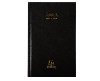 Agenda de bureau Carré Euro et cents 13,5 x 21 Journalier Janvier à décembre 2026 - Noir