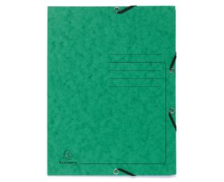 Sammelmappe mit Gummizug und 3 Klappen, Colorspan-Karton 355g, A4 - Grün