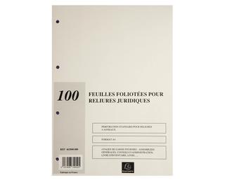Recharge de 100 feuillets A4 80g pour reliure juridique 4 anneaux - Ivoire