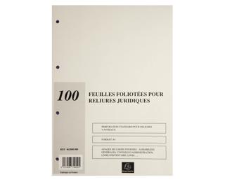 Recharge de 100 feuillets A4 80g pour reliure juridique 4 anneaux 