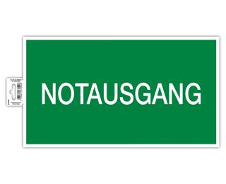 Hinweisschild selbstklebend, Notausgang, 35 cm