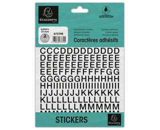 Bustina di lettere adesive nere A-Z 10 mm 