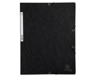 Exacompta Elasticated Folder, 3-Flap, 400gsm Pressboard, A4 - Black