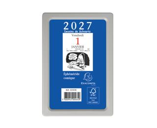 Bloc éphéméride comique sans support 6,5 x 9,7 cm 2027 - Bleu