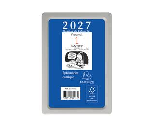 Bloc éphéméride comique sans support 6,5 x 9,7 cm 2027 - Bleu