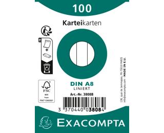 Pk100 Exa Rec Card 7.4x10.5cm Lined Wht - White