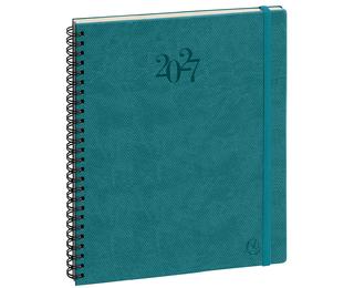 Agenda de bureau Eurotime 22S spiralé Swan 18,5 x 22,5 cm Semainier Décembre 2026 à Décembre 2027 - Bleu canard