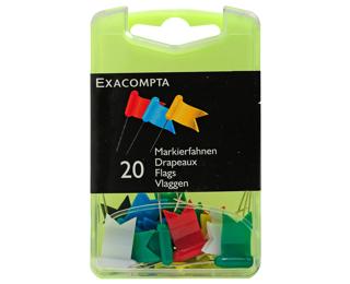 Boîte de 20 épingles drapeaux - Hauteur de pointe 16mm - Couleurs assorties
