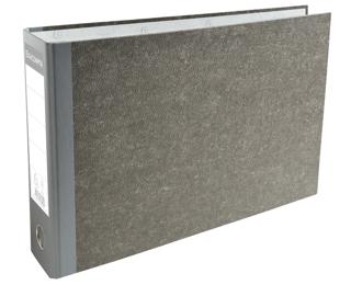 Registratore a leva A4 orizzontale carta marmorizzata, dorso balacron 80mm Grigio-dorso grigio - Grigio