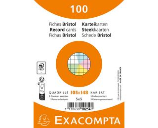 Pack of 100 film-wrapped index cards - 5x5 squared card stock, non-perforated 105x148mm 
