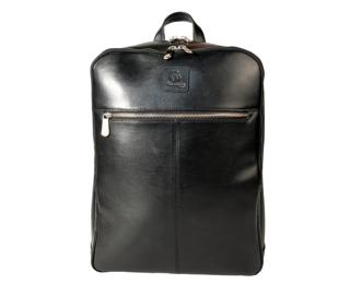 Laptoprucksack aus schwarzem Leder, Exactive - Schwarz