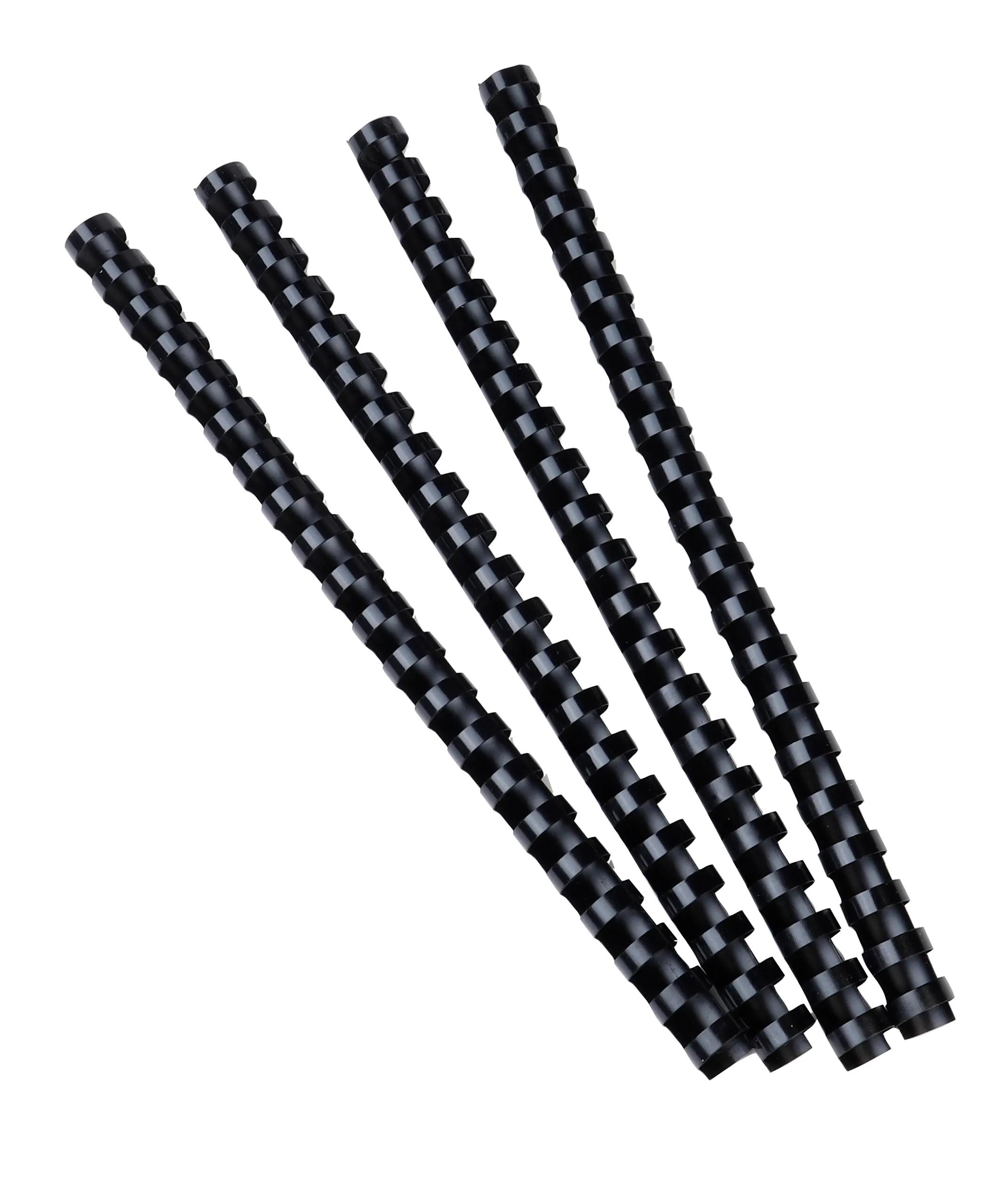 Spirales Reliure Plastique 12mm - Lot De 50 - Longueur 279mm - Pas 3:1 (85 Pages) - Pour Classeurs, Rapports, Mémoires - Couleur Noire - 7