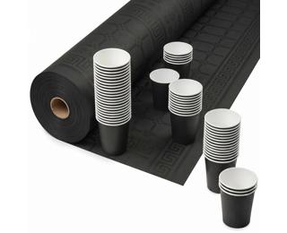 Nappe en rouleau papier damassé - 50x1,18m - Noir