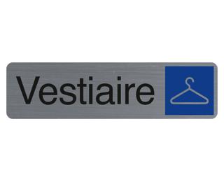 Plaque adhésive imitation aluminium Vestiaire 16,5X4,4 cm - Gris