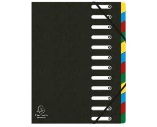 Cartella Harmonika con elastici e divisori, dorso estensibile, finestre ritagliate, 12 scomparti - A4 