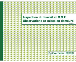 Piqûre 24x32cm - Registre de l'Inspection du travail et du C.S.E. - folioté - 16 pages