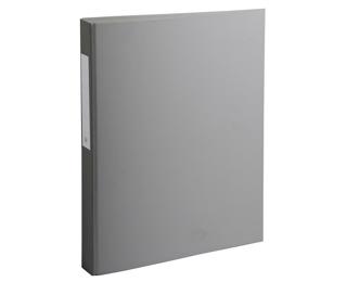 Classeur rembordé polypropylène 2 anneaux ronds de 25mm sur 3eme de couverture - Gris