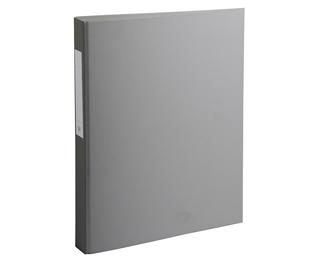 Classeur rembordé polypropylène 2 anneaux ronds de 25mm sur 3eme de couverture - Gris