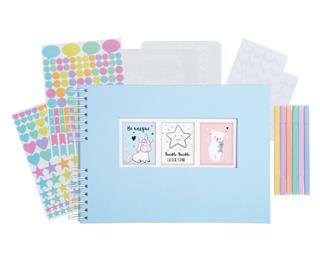 Kit Scrapbooking Album 50 pages blanches - Bleu pastel