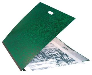 Carpetas de dibujo con gomas elásticas y asa integrada , EXA+ - 59x72 cm para archivar 50x65 cm - Lomo de tela: 3 cm - ANNONAY - Verde