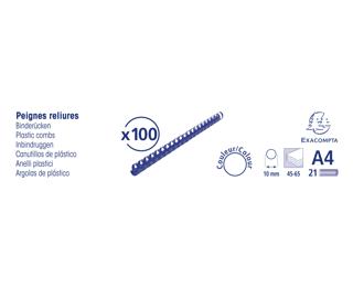 Canutillos para encuadernar Caja de 100 - Grosor: 10mm - Capacidad: 40-65 - Negro