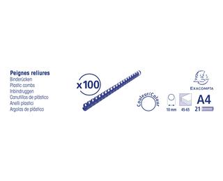 Boite 100 reliures spirales plastique 10mm 
