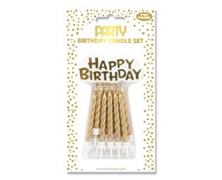 Set de 12 bougies pour gâteau + Décor ''Happy Birthday