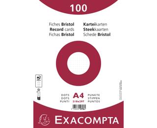 Paquet 100 fiches sous film - bristol dots non perforé - 210x297mm 