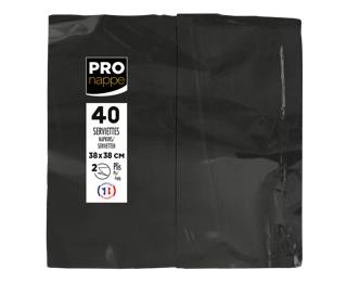 Pack of 40 Micro-Embossed 1/8 Wadded Napkings, 38x38cm. - Black