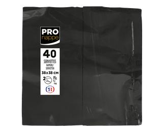 Paquet de 40 serviettes micro gaufrées ouate 2 plis - pliées 1/8 - Noir