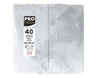 Paquet de 40 serviettes micro gaufrées ouate 2 plis - pliées 1/8 