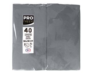 Paquet de 40 serviettes micro gaufrées ouate 2 plis - pliées 1/8 - Gris
