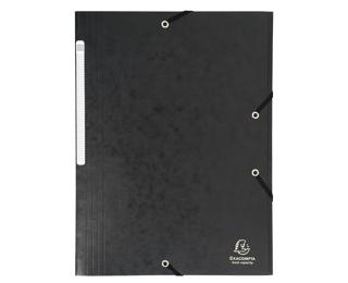 Sammelmappe mit Gummizug und 3 Klappen, Colorspan-Karton 425g, für DIN A4, Maxi Capacity - Schwarz