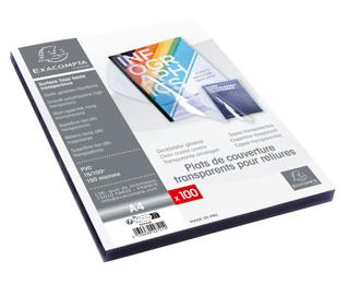 Box of 100 PVC flat covers for slide binder 0.15mm - A4 - Crystal