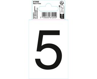 Autocollant PVC adhésif antidérapant chiffre 5 - Noir