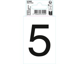 Autocollant PVC adhésif antidérapant chiffre 5 - Noir