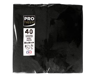 Paquet de 40 serviettes micro gaufrées ouate 2 plis - pliées 1/8 - Noir