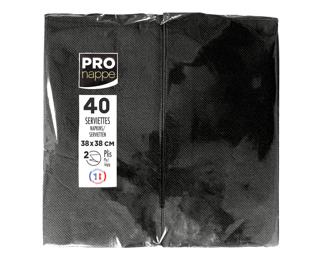 Paquet de 40 serviettes micro gaufrées ouate 2 plis - pliées 1/8 - Noir