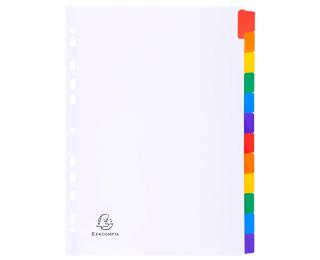 Intercalaires carte blanche 160g avec onglets couleurs renforcés - 12 positions - A4 