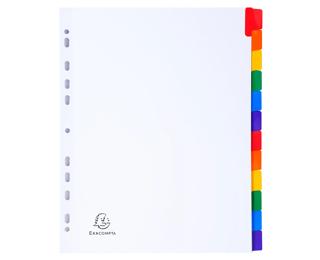 Register aus weißem Karton 160g, 12 farbige Taben, für Format DIN A4 Maxi 