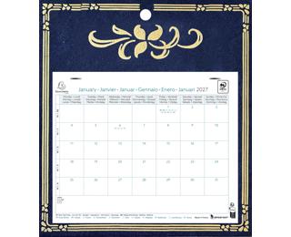 Calendrier mensuel EasyCal Skytos avec feuillets détachables 24 x 18 cm sur support plaque imprimée 27,5 x 30,5 cm 2027 - Couleurs assorties