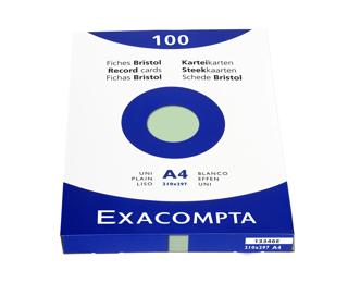 Record Cards Pack 100 Ivory 210X297 Plain - Green