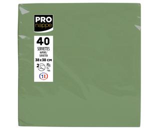 40 Micro-Embossed Wadding Napkins 38x38 - Olive Green